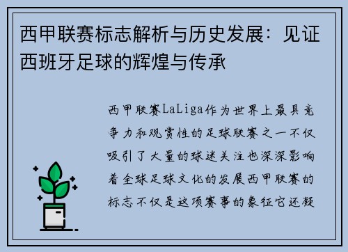西甲联赛标志解析与历史发展：见证西班牙足球的辉煌与传承